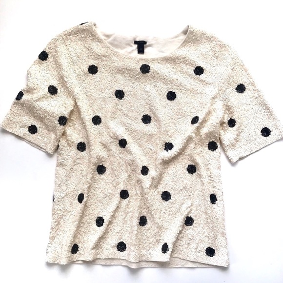 J. Crew Tops - J. Crew Polka-Dot Sequin Top in Cream & Black